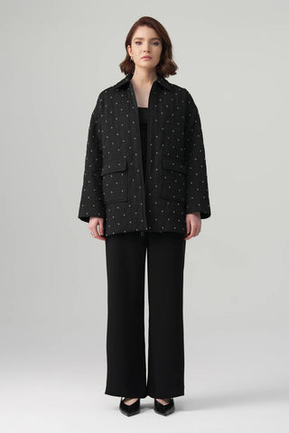 Mira Quilted Jacket & Trousers Set – Black