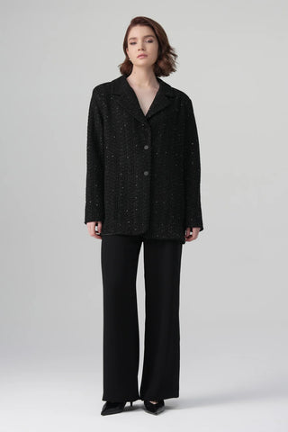 Vera Structured Tweed Blazer – Black