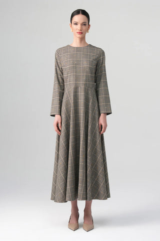 Talia Plaid Dress – Beige