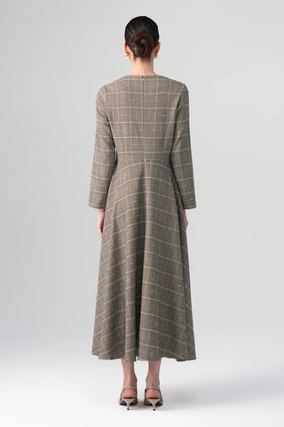 Talia Plaid Dress – Beige