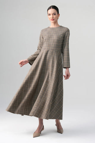 Talia Plaid Dress – Beige