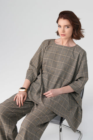 Talia Plaid Poncho Set – Mink