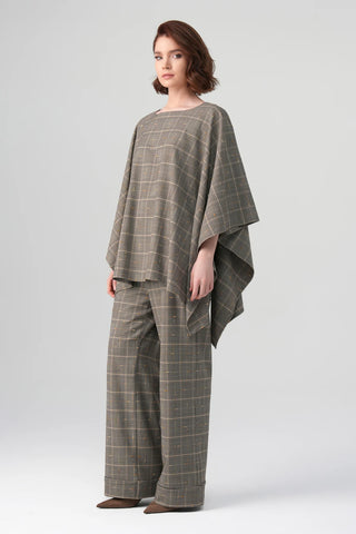 Talia Plaid Poncho Set – Mink