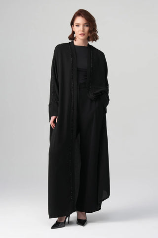 Klara Crystal-Embellished Abaya – Black