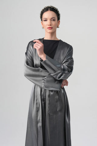 Sorelle Metallic Abaya - Gray