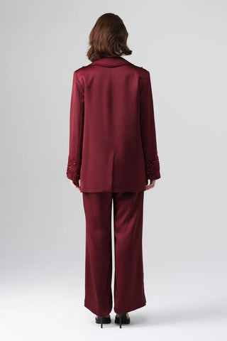 Valessa Embellished Suit – Bordeaux
