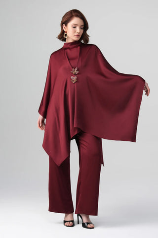 Tierra Poncho Set – Bordeaux