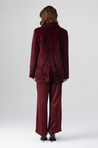 Marcel Evening Faux Fur Coat – Burgundy