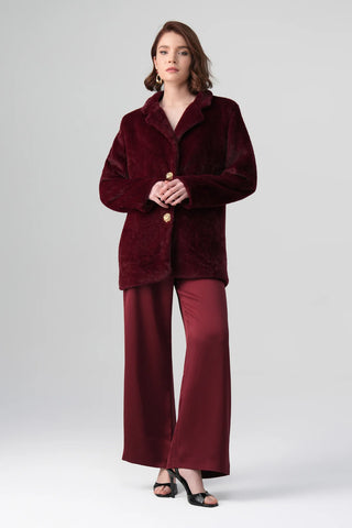 Marcel Evening Faux Fur Coat – Burgundy