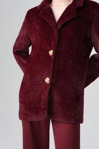 Marcel Evening Faux Fur Coat – Burgundy