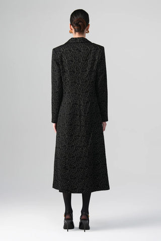 Daphne Lace Single-Button Coat – Black
