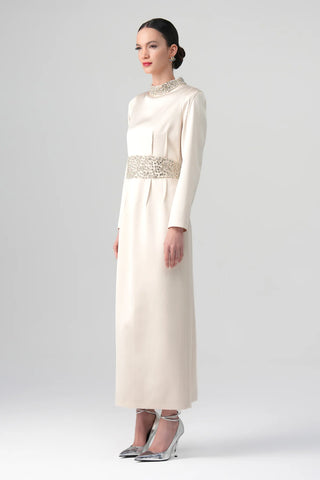 Kum Crystal-Embellished Dress – Ecru