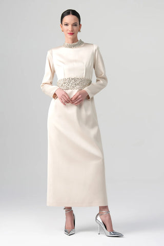 Kum Crystal-Embellished Dress – Ecru