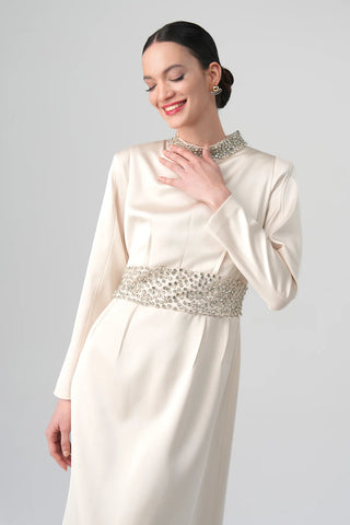 Kum Crystal-Embellished Dress – Ecru