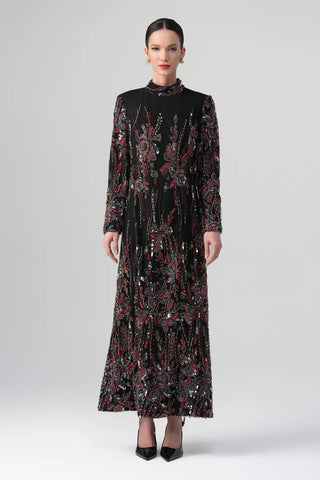 Virella Embellished Dress – Black