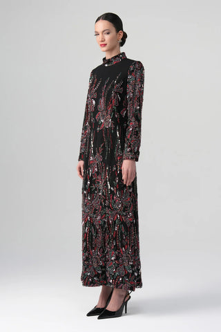 Virella Embellished Dress – Black