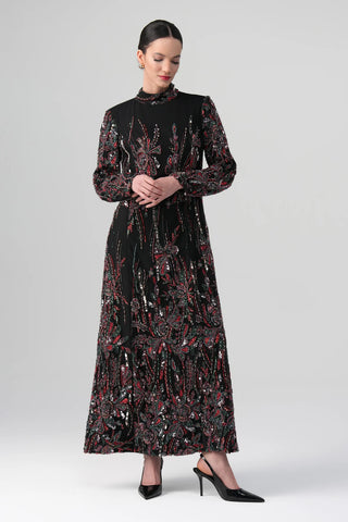 Virella Embellished Dress – Black