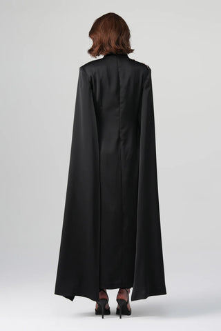 Zafira Embroidered Double-Sleeve Dress – Black