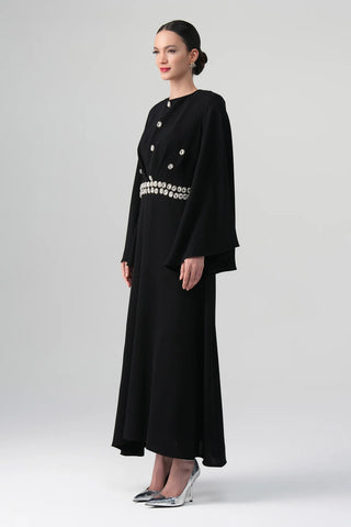 Orlina Pearl-Embellished Dress – Black