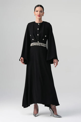 Orlina Pearl-Embellished Dress – Black