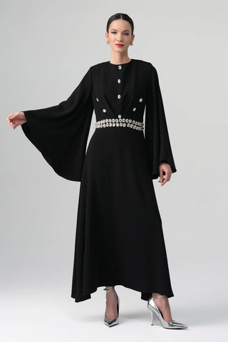 Orlina Pearl-Embellished Dress – Black