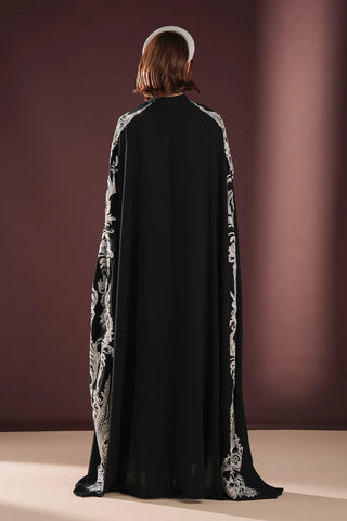 Ophelra Couture Embroidered Crepe Dress – Black