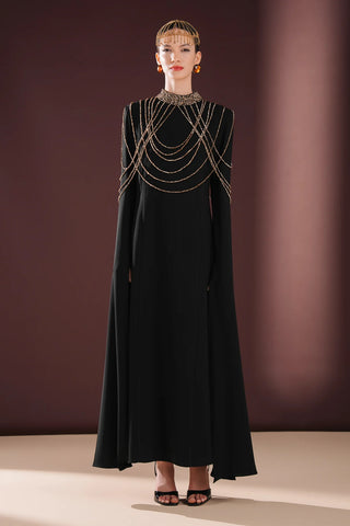 Calista Chain Detail Maxi Dress – Black