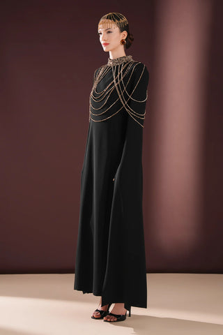 Calista Chain Detail Maxi Dress – Black