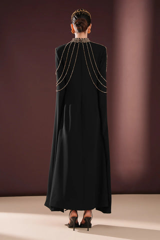 Calista Chain Detail Maxi Dress – Black