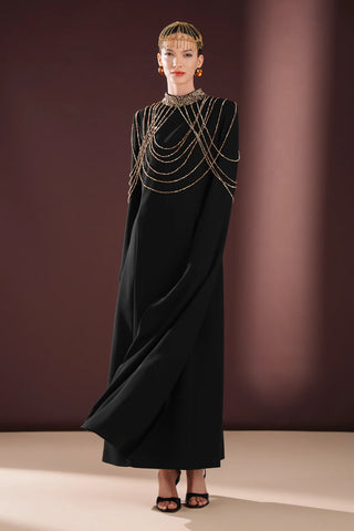 Calista Chain Detail Maxi Dress – Black