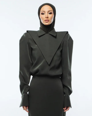 Sonne Blouse and Collar - Olive Green