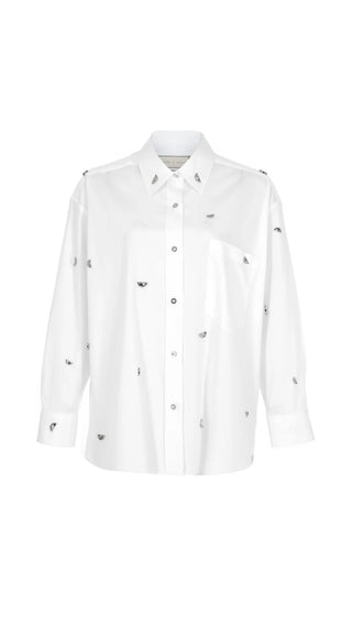 Charlotte Embellished Cotton Shirt - White