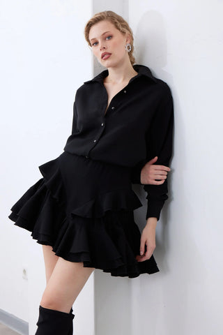 Claire Shimmer Shirt – Black