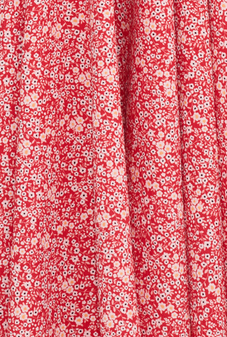 Harlow Red-Yellow Small Floral Print Dress - Premium Cotton