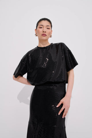 Raya Relaxed Sequin T-Shirt – Black