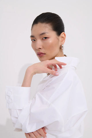 Lia Shirt Dress with Corset Detail – White