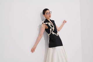 Paloma Vest with Handcrafted Rope Detail - Black