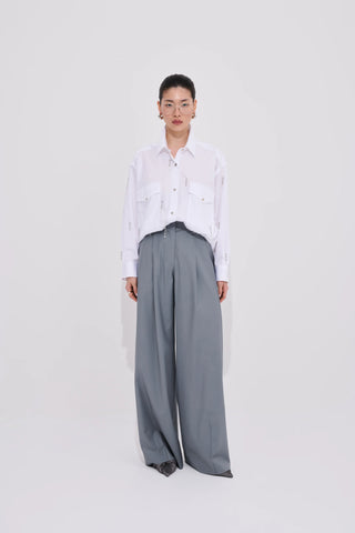 Teardrop Swarovski-Embellished Cotton Shirt - White