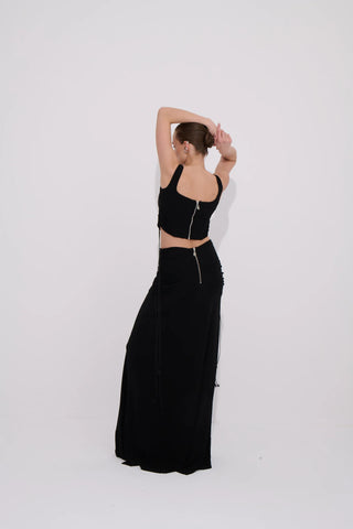 Joli Draped Maxi Skirt – Black