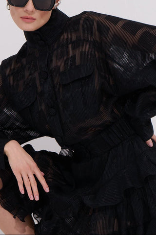 Violaine Blouse Transparent Checkered Texture