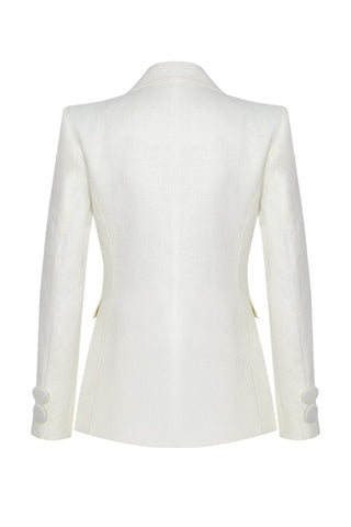 Ivory Waist-Fitted Jacket 100% Linen