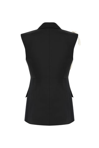 Paloma Vest 100% Linen Handcrafted Accessory Detail