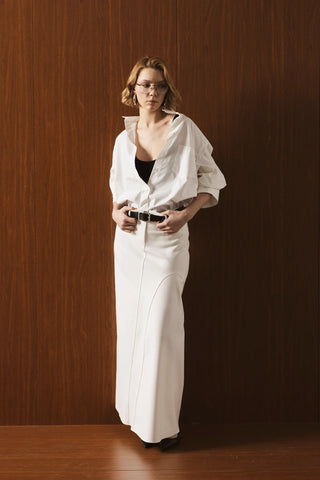 Trek Asymmetric High-Waist Skirt – White