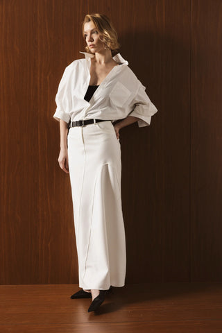 Trek Asymmetric High-Waist Skirt – White