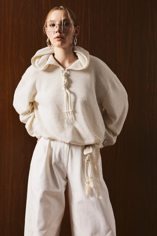 Bloom Hooded Knit Sweatshirt – Cream