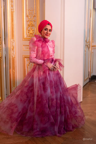Belted Organza Dress – Fuchsia