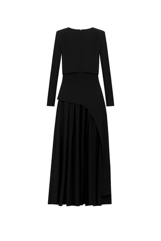 Layered Maxi Evening Dress – Black