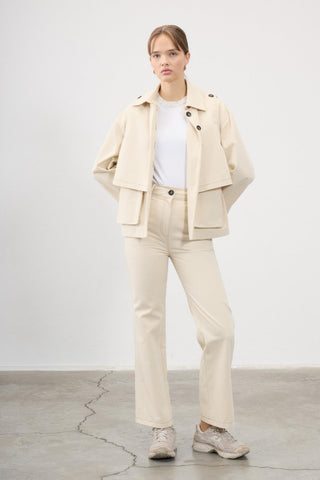 Ada Woven Cotton Jacket – Beige