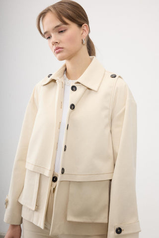 Ada Woven Cotton Jacket – Beige