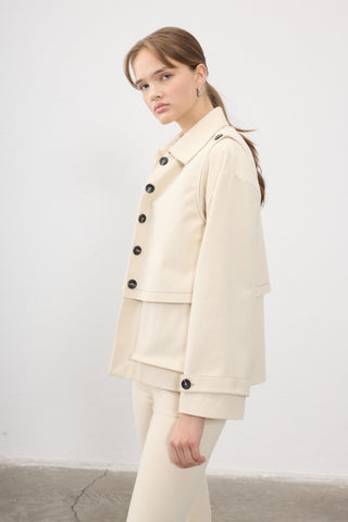 Ada Woven Cotton Jacket – Beige